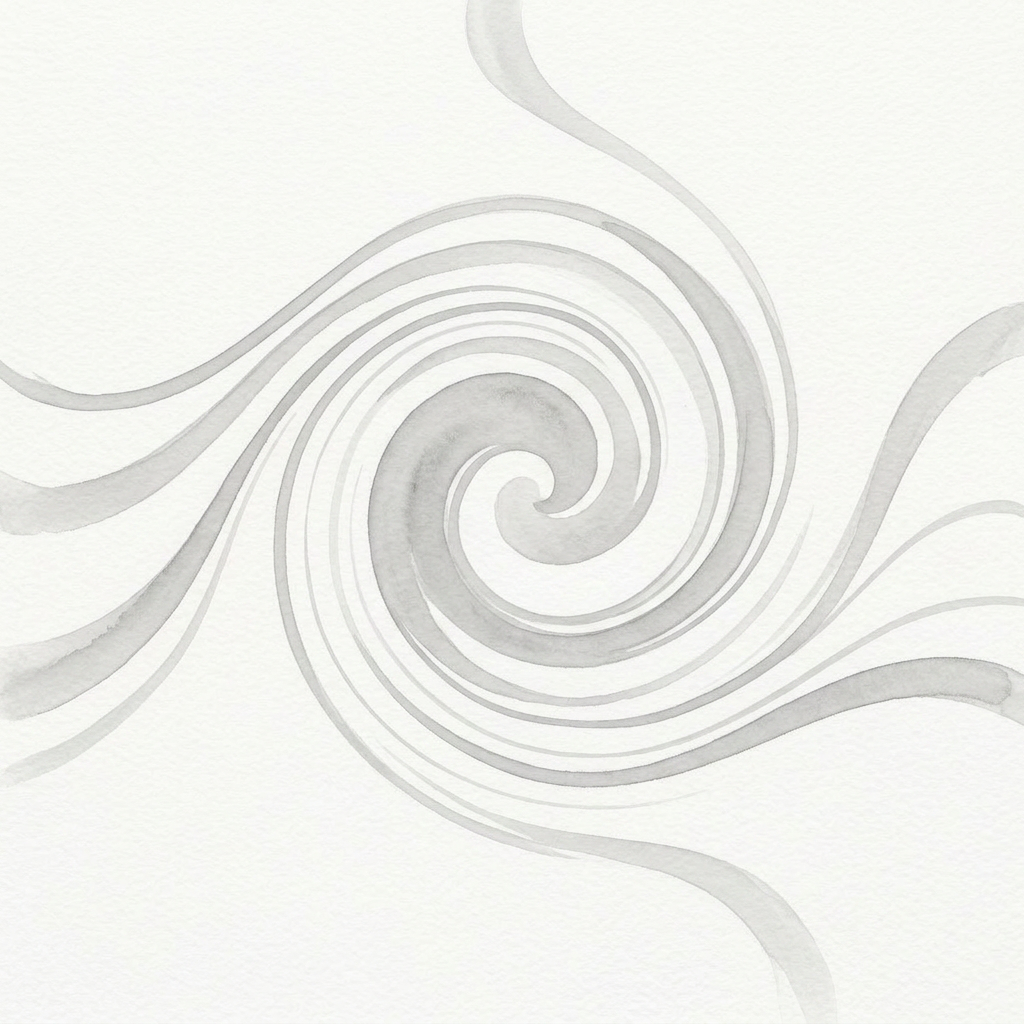 Abstract monochrome ink swirls and curls on white paper